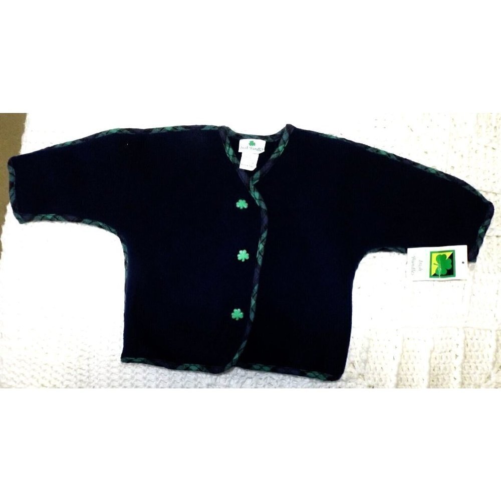 Irish Bundles 6-12 Mo. Boys Jacket Navy With Plaid Trim Vintage With Tags